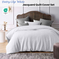 Accessorize Dotty Clip White Jacquard Quilt Cover Set King