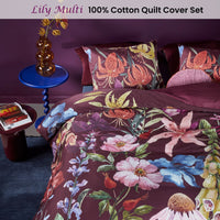 Bedding House Lily Multi Cotton Floral Quilt Cover Set Queen