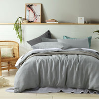 Vintage Design Homewares 100% Linen Dove Grey Quilt Cover Set Super King