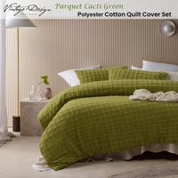 Vintage Design Homewares Parquet Cacti Green Polyester Cotton Quilt Cover Set Single