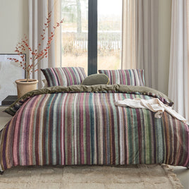 Bedding House Roman Multi Cotton Stripe Quilt Cover Set Queen