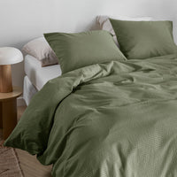 Bedding House Summer Green Seersucker Cotton Quilt Cover Set King