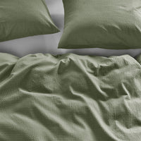 Bedding House Summer Green Seersucker Cotton Quilt Cover Set Queen