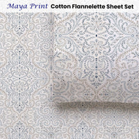 Accessorize Cotton Flannelette Sheet Set 40cm Wall Maya Print King