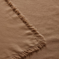 Vintage Design Homewares Gypsy Terracotta Fringed Washed Linen Cotton Tablecloth 150cm x 275cm