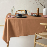 Vintage Design Homewares Helm Terracotta Washed Linen Cotton Tablecloth 180cm x 180cm Square