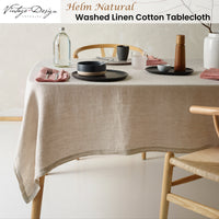 Vintage Design Homewares Helm Natural Washed Linen Cotton Tablecloth 150cm x 300cm