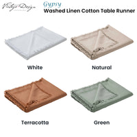 Vintage Design Homewares Gypsy Terracotta Washed Linen Cotton Table Runner 35 x 180cm