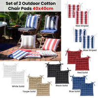 J Elliot Home Set of 2 Outdoor 100% Cotton Chair Pads 40 x 40 cm Solid Red