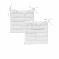 J Elliot Home Set of 2 Outdoor 100% Cotton Chair Pads 40 x 40 cm Solid White