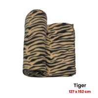 Safari Animal Print Polar Fleece Throw Rug 127 x 152 cm Tiger