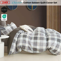 Ardor 250TC Chester Plaid Cotton Sateen Quilt Cover Set King