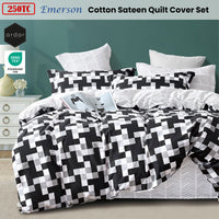 Ardor 250TC Emerson Geometric Cotton Sateen Quilt Cover Set Queen