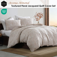Ardor Avena Almond Textured Floral Jacquard Quilt Cover Set King
