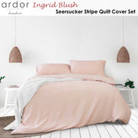 Ardor Ingrid Blush Seersucker Stripe Quilt Cover Set King