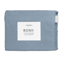Algodon Romy Blue Cotton Jacquard Quilt Cover Set King