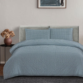 Ardor Rowe Teal Textured Seersucker Quilt Cover Set King