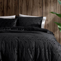 Ardor Rui Black Embossed Velvet Soft Quilt Cover Set King
