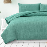 Ardor Tuscan Teal Ruched Quilt Cover Set Queen