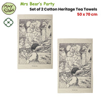 Set of 2 May Gibbs Mrs Bear's Party Cotton Heritage Tea Towels 50 x 70 cm