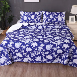 Ramesses Spring Blue 3 Pcs Bamboo Blend Ultrosonic Reversible Comforter Set Queen