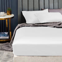 Ramesses 1500TC Elite Egyptian Cotton Sateen Fitted Sheet Combo Set White Double