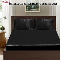 Ramesses Casablanca Satin Fitted Sheet Combo Set Black King