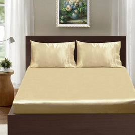 Ramesses Casablanca Satin Fitted Sheet Combo Set Champagne Queen