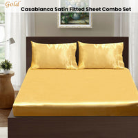 Ramesses Casablanca Satin Fitted Sheet Combo Set Gold Queen