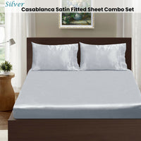 Ramesses Casablanca Satin Fitted Sheet Combo Set Silver Queen