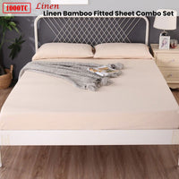 Ramesses 1000TC Linen Bamboo Fitted Sheet Combo Set Linen King