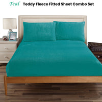 Ramesses Teddy Fleece Fitted Sheet Combo Set Teal King