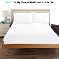 Ramesses Teddy Fleece Fitted Sheet Combo Set White Double