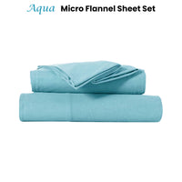 Kingtex Ultra-Soft Micro Flannel Sheet Set 40 cm Wall Aqua King Single