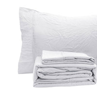 Ramesses White Pebble Wash Linen Look Alternative Sheet Set Single