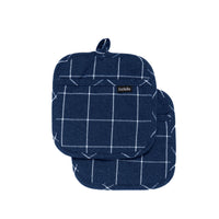 Ladelle Eco Check Navy Set of 2 Pot Holders 21 x 21 cm