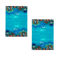 Ashdene Set of 2 Playful Dolphins Cotton Kitchen Tea Towels 50 x 70 cm Reef Exploring