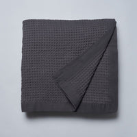 Logan and Mason Charcoal 100% Cotton Waffle Blanket Single/Double