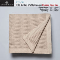 Logan and Mason Linen 100% Cotton Waffle Blanket Queen/King