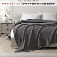 Private Collection Urban Charcoal 100% Cotton Waffle Blanket Queen/King