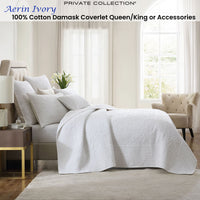 Private Collection Aerin Ivory 100% Cotton Coverlet Queen/King