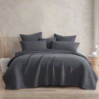 Platinum Collection Kayo Charcoal 100% Cotton Coverlet Queen/King