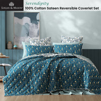 Logan and Mason Serendipity 100% Cotton Reversible Quilted Coverlet Set Queen/King