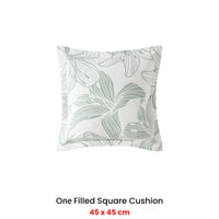 Platinum Collection Grace Sage Polyester Cotton Jacquard Square Filled Cushion 45 x 45cm