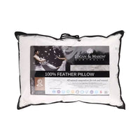 Logan and Mason 1200gsm 100% Feather Fill One Standard Pillow 48 x 73 cm