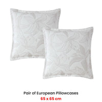 Platinum Collection Pair of Grace Dove Jacquard European Pillowcases 65 x 65cm