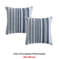 Platinum Collection Pair of Hunter Indigo European Pillowcases 65 x 65cm