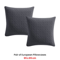 Platinum Collection Pair of Kayo Charcoal 100% Cotton European Pillowcases 65 x 65 + 16cm