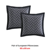 Private Collection Pair of Westport Charcoal Jacquard European Pillowcases 65 x 65cm