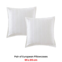 Private Collection Pair of Winton White Jacquard European Pillowcases 65 x 65cm